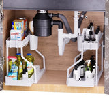 2-Tier Pull-Out Storage Organizer – Space-Saving Drawer Shelf for Kitchen & Bathroom