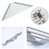 Roll-Up Triangle Dish Drying Rack – Foldable Stainless Steel Sink Corner Organizer