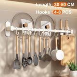Wall Mounted Kitchen Hook Rack – No-Punching Utensils & Storage Hanger