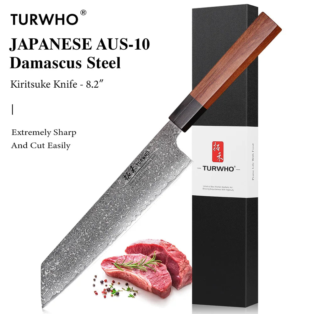 TURWHO Hand-Forged Japanese Chef Knife – 67-Layer Damascus Steel Santoku, Sashimi, Bread & Utility Kitchen Knife