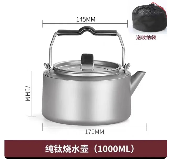 Pure Titanium Outdoor Pots & Pans Set – Camping Kettle, Cooker & Frying Pan Kit