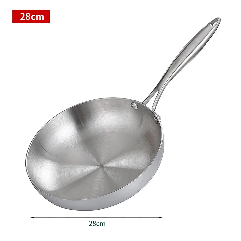 Durable Non-Stick Stainless Steel Wok 28cm – Even Heating Stir Fry Pan