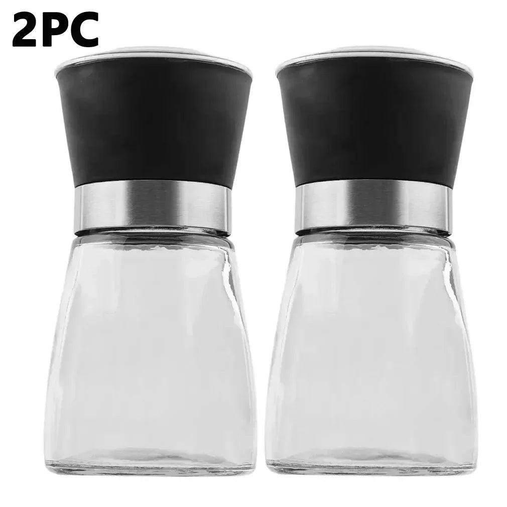 Spice Bottle Salt and Pepper Mill – Manual Refillable Adjustable Kitchen Grinder