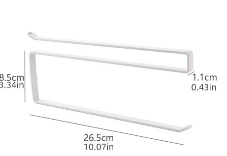 No-Punch Paper Roll Holder & Towel Rack – Hanging Cling Film Storage Shelf for Kitchen & Bathroom
