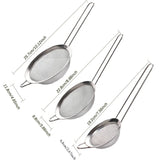 3pcs Stainless Steel Fine Mesh Strainers Set – Multipurpose Flour Sifter with Handle