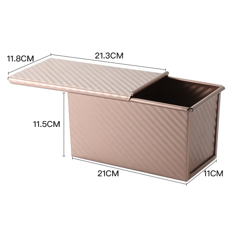 Rectangle Pullman Loaf Pan with Lid – 1lb Non-Stick Carbon Steel Bread Baking Pan