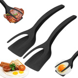 2 in 1 Grip & Flip Spatula Tongs – Nylon Non-Stick Egg & Pancake Flipper