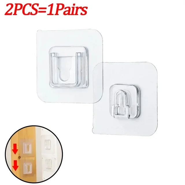 Double-Sided Adhesive Wall Hooks – Strong Transparent Suction Cup Hangers for Kitchen & Bathroom