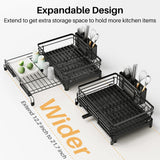 Extendable Dish Drying Rack – Large Stainless Steel Dish Drainer for Sink & Counter