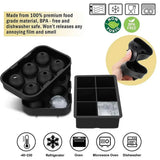 Silicone Ice Cube Tray & Ice Ball Mold, Square & Sphere Freezer Maker with Lid