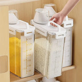 Food Grade Grain Storage Box – Sealed Rice & Dry Food Container with Measuring Cup