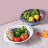 Collapsible Silicone Kitchen Storage Basket – Multi-Use Fruit & Vegetable Drainer