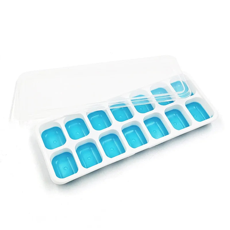 Silicone Ice Cube Tray with Lid 14 Square Easy Release Ice Mold for Drinks