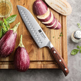 XINZUO 7.2" Santoku Knife – German 1.4116 Stainless Steel Chef Knife with Pakka Wood Handle