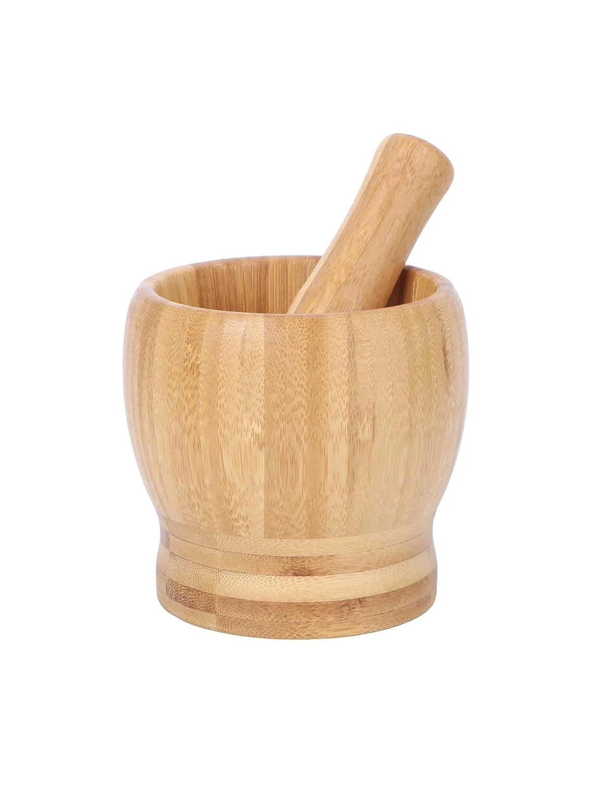 Leeseph Bamboo Mortar and Pestle Set – Garlic Grinder, Herb & Spice Masher