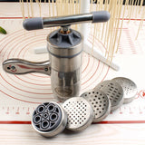 Stainless Steel Manual Noodle Machine – Hand-Cranked Noodle Press with 5 Molds