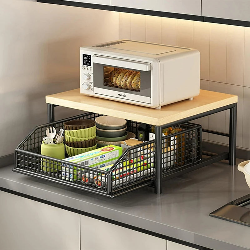 Kitchen Countertop Organizer – Multi-Use Pull-Out Shelf for Microwave, Coffee Machine & Spices