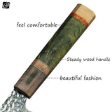 8" Professional Chef Knife – 67-Layer VG10 Damascus Steel with Stabilized Colored Wood Handle