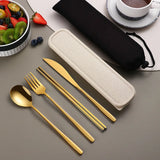 304 Portable Stainless Steel Tableware Set – Travel Cutlery with Storage Box