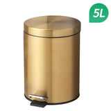 Modern 5L Stainless Steel Champagne Dust Bin – Silent Foot Pedal Trash Can for Bathroom & Kitchen
