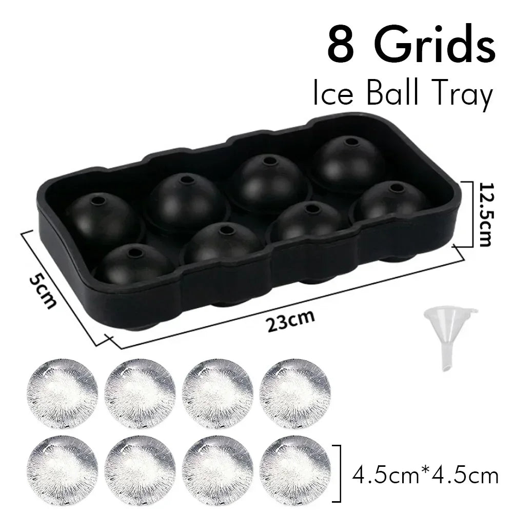 Silicone Ice Cube Tray & Ice Ball Mold, Square & Sphere Freezer Maker with Lid