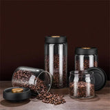 Coffee Beans Vacuum Sealed Tank – Transparent Glass Airtight Food Storage Jar with Air Extraction Lid