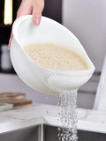 Colander Rice Bowl Drain Basket with Handle – Fruit & Vegetable Washing Organizer