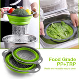 Foldable Silicone Drain Basket – Collapsible Fruit & Vegetable Washing Colander
