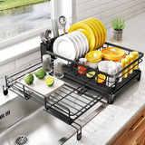 Extendable Dish Drying Rack – Large Over-Sink & Countertop Stainless Steel Dish Drainer