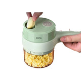 4-in-1 Electric Vegetable Cutter Set – Wireless Garlic Masher, Food Chopper & Meat Grinder