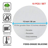 10Pcs Silicone Steamer Liners  Non-Stick Reusable Dehydrator & Dumpling Mats