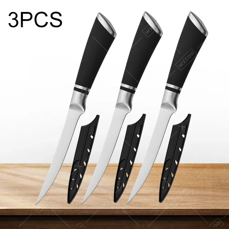 WXCOO 6inch Kitchen Knife Professional Stainless Steel Boning Knife Chef Slaughtering Fish Meat Cleaver Cutting Knives for Fruit