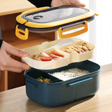 1200ML 2-Layer Bento Lunch Box with Spoon & Fork – Leakproof Microwave Food Container for Kids & Office