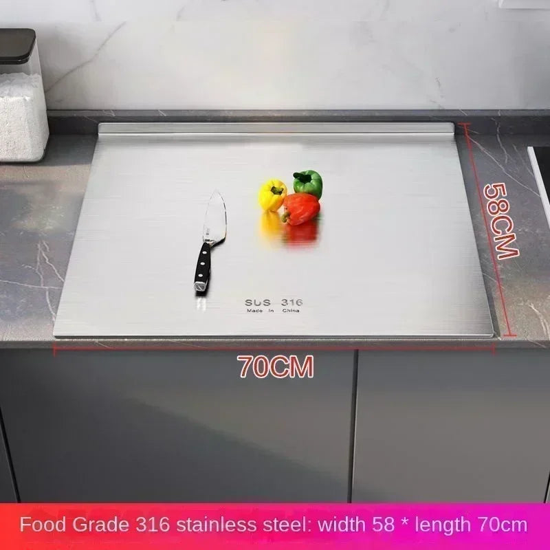 316 Stainless Steel Double-Sided Cutting Board  Extra Large Kneading & Chopping Surface