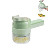 4-in-1 Cordless Electric Garlic Mincer & Vegetable Cutter – Handheld Food Chopper & Slicer