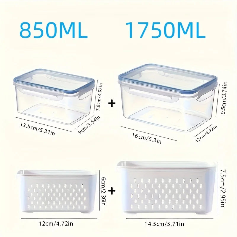 4pcs Leak-Proof Food Storage Containers – Airtight Stackable Meal Prep Boxes for Fruits, Vegetables, Meat & Grains