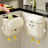 XIAOGUI 9L / 12L Wall-Mounted Kitchen Trash Can – Cream Color, Lid Design, No-Bend Waste Bin