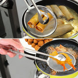 Stainless Steel Oil Frying Clamp – Fine Mesh Strainer with Tongs for BBQ & Deep Frying