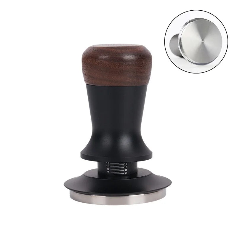 51 / 53 / 58mm Espresso Coffee Tamper – Walnut Adjustable Height Constant Force Barista Tool