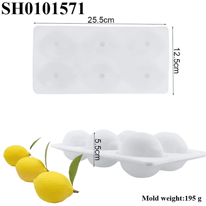 3D Lemon Design Silicone Mousse Cake Molds – 6-Cavity French Dessert Bakeware