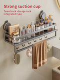 No-Drill Suction Cup Bathroom Rack – Aluminum Wall-Mounted Shower Shelf Organizer