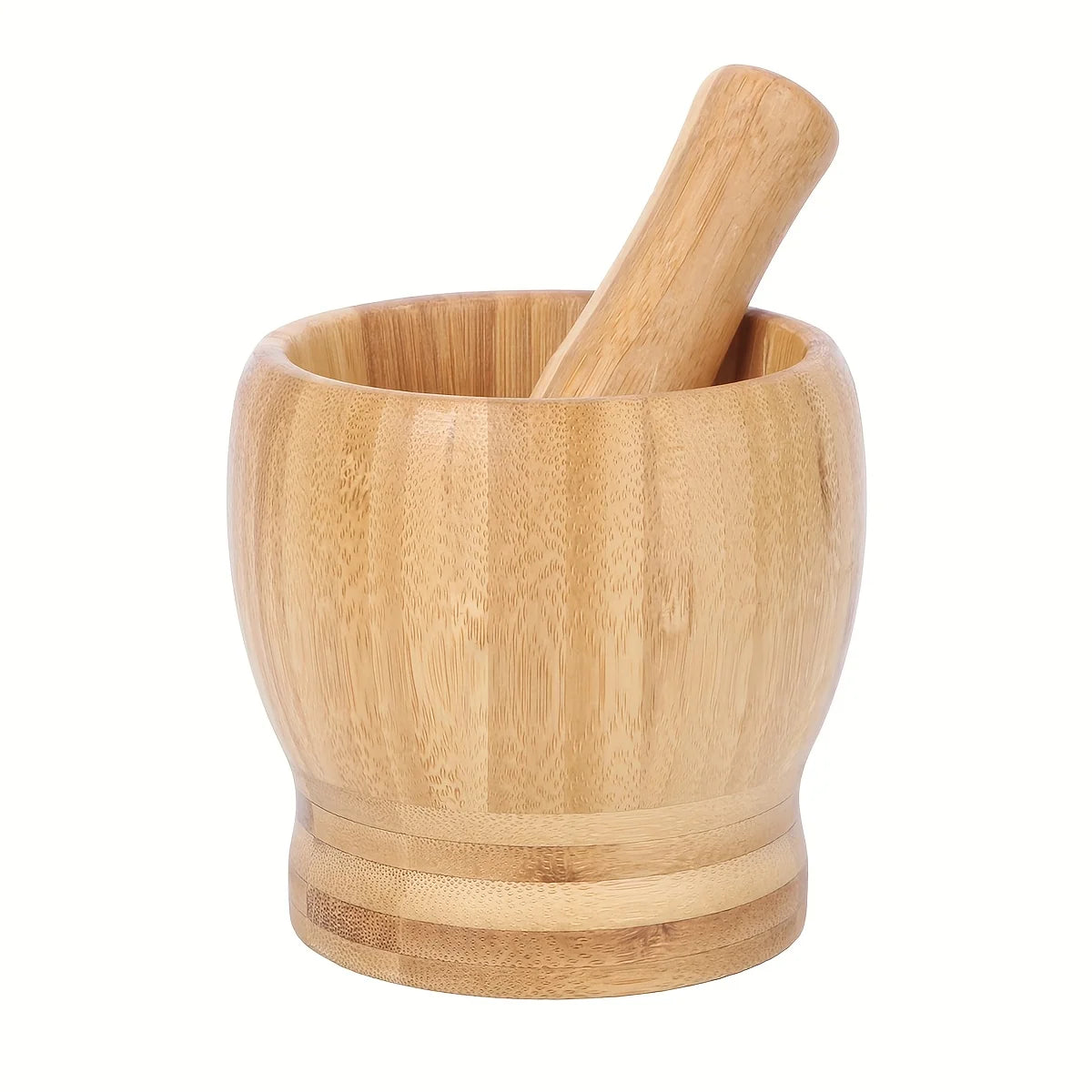 Leeseph Bamboo Mortar and Pestle Set – Garlic Grinder, Herb & Spice Masher