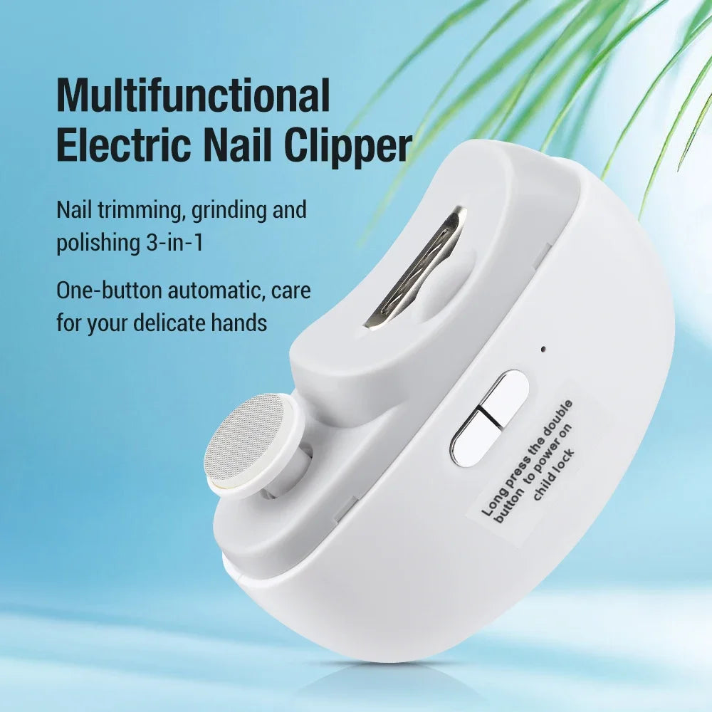 Electric Nail Clipper & Polisher – Rechargeable Automatic Nail Trimmer with Light for Adults & Babies