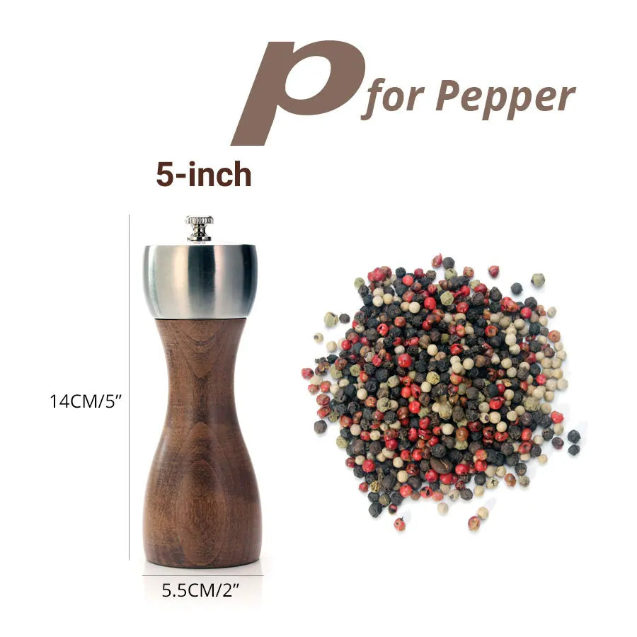Leeseph Premium Beech Wood Salt & Pepper Grinder – Precision Carbon Steel & Ceramic Rotor