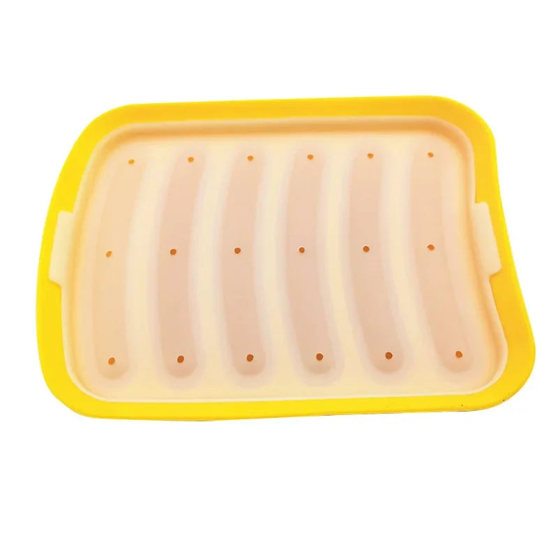 Silicone Sausage Maker Mold (6 Grids) – DIY Hot Dog & Ham Making Tool with Lid