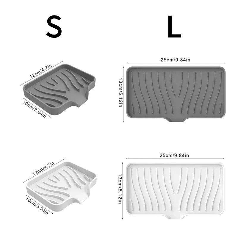 Silicone Kitchen Sink Sponge Holder & Soap Dish – Self-Draining Anti-Slip Storage Rack