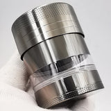 55MM Toothless Manual Metal Herb Grinder – Large Capacity Spice Crusher with Transparent Screen