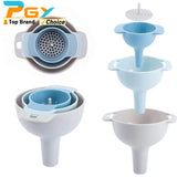 4-in-1 Kitchen Funnels Set – BPA-Free Food Grade Funnels with Detachable Strainer