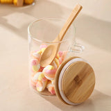 Glass Airtight Storage Canister – Hanging Spoon Lid for Coffee & Tea (1200ml, Round Design)