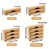 Bamboo Kitchen Wrap Dispenser with Foil & Cling Film Cutter – Wooden Storage Holder